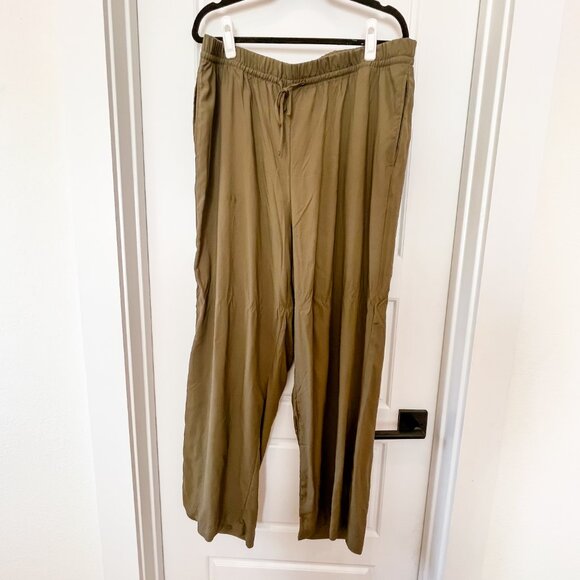 H&M Wide-cut Pull-on Pants - Dark Khaki Green - XL - Picture 3 of 5